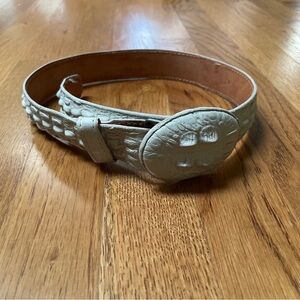 Vintage Kids Rodeo Western Alligator White Leather 100% Cuero Belt Sz 26